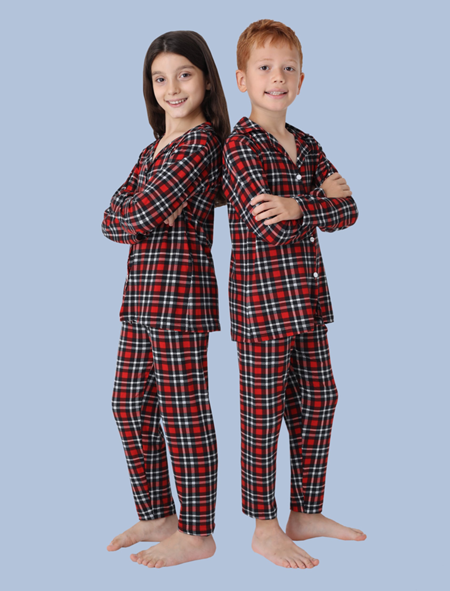 Çocuk Süet Kumaş Pijama Takımı – Kız ve Erkek, Rahat ve Yumuşak - 59676