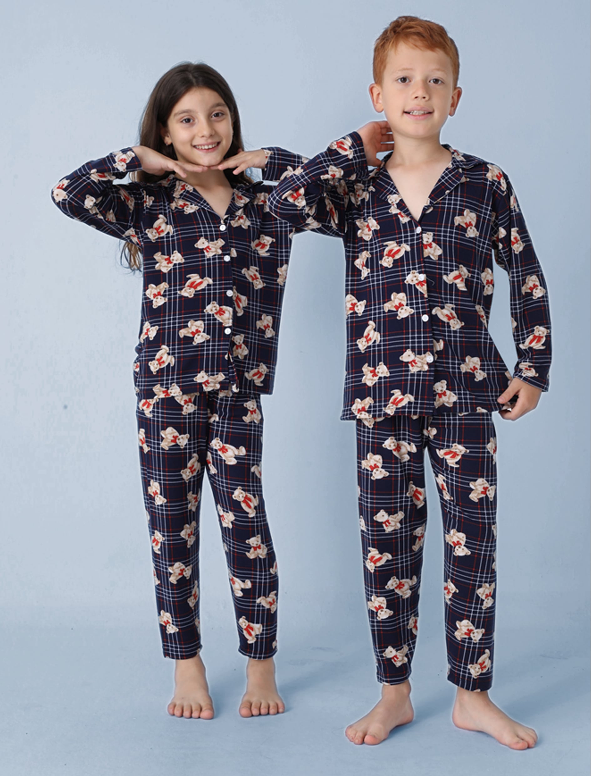 Çocuk Süet Kumaş Pijama Takımı – Kız ve Erkek, Rahat ve Yumuşak - 59677