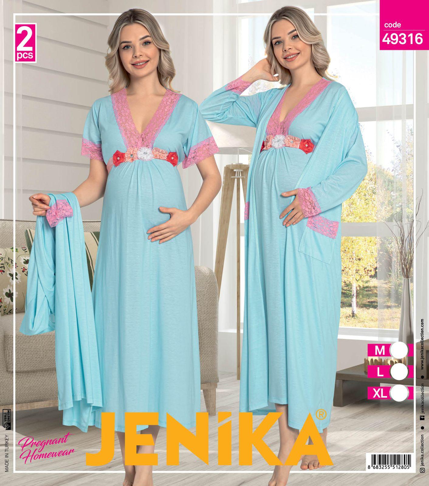 Jenika Collection Kadın Hamile ve Lohusa 2’li Pijama Takımı – Pamuklu - 49316