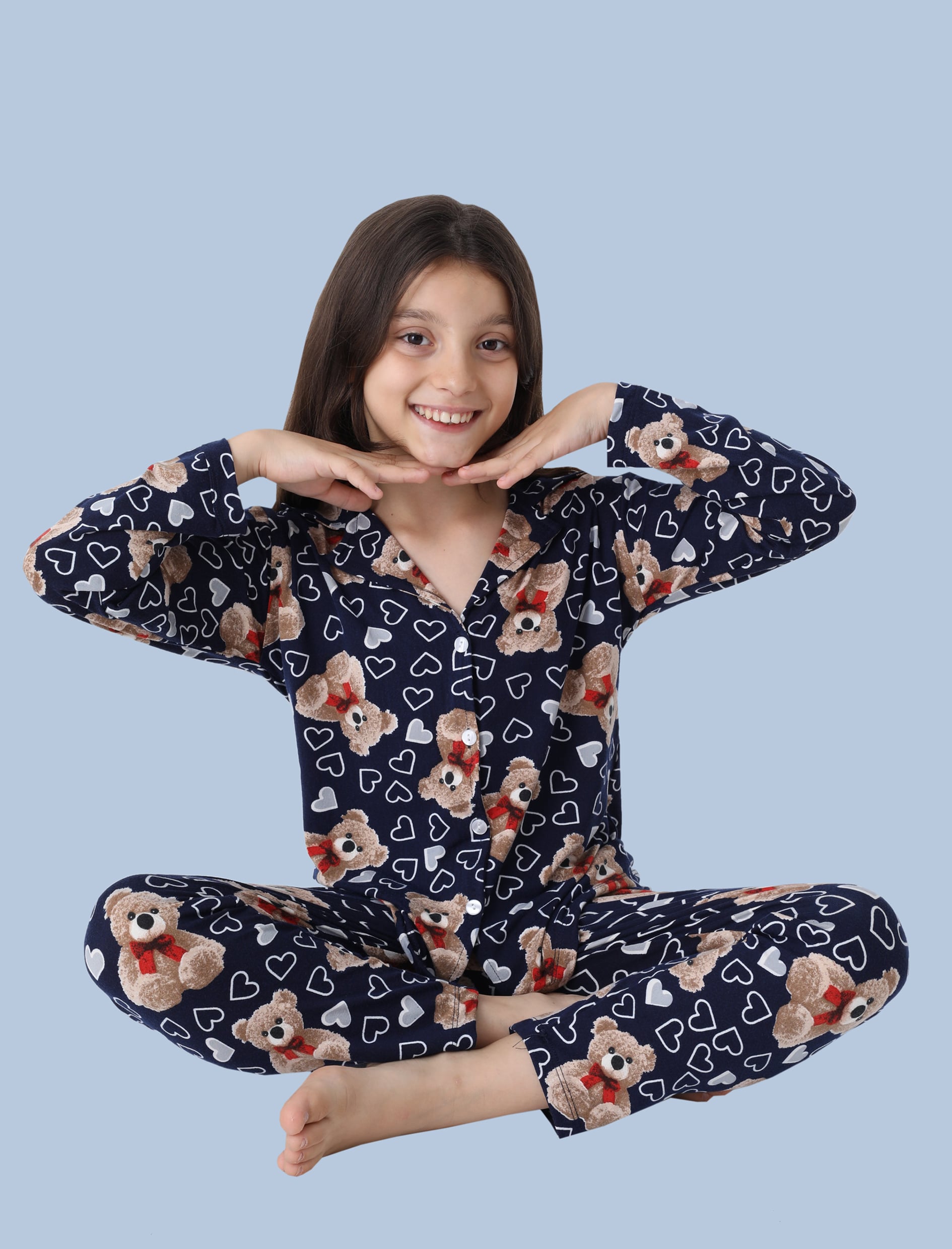 Çocuk Süet Kumaş Pijama Takımı – Kız ve Erkek, Rahat ve Yumuşak - 59662