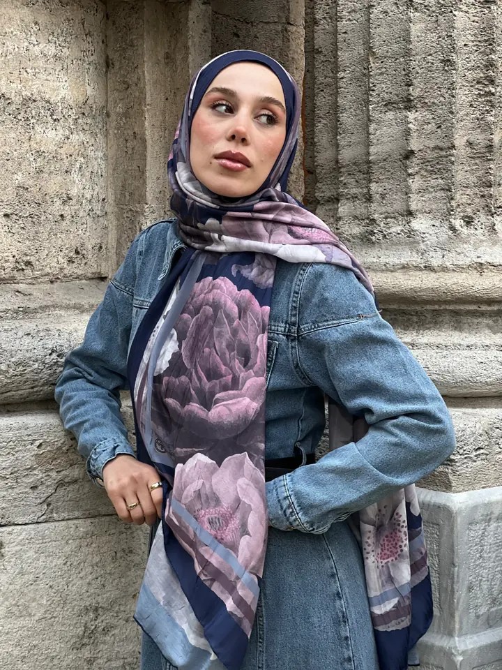GÜL DESEN FLORA DREAMS SERİSİ - LACİVERT