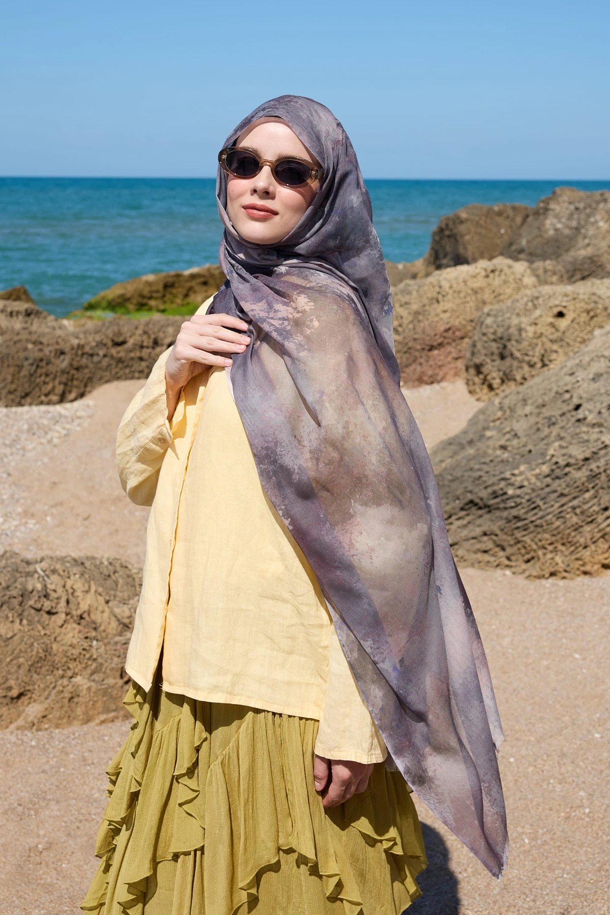 VEYRA DESEN AYA ŞAL - KAHVERENGİ