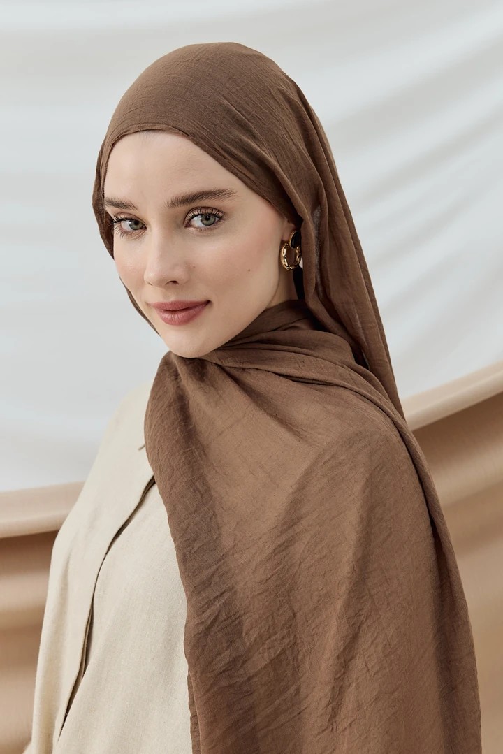 AYA İNCE PAMUK ŞAL - KAHVERENGİ