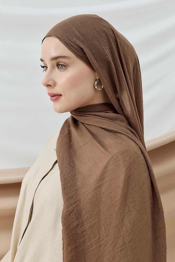 AYA İNCE PAMUK ŞAL - KAHVERENGİ