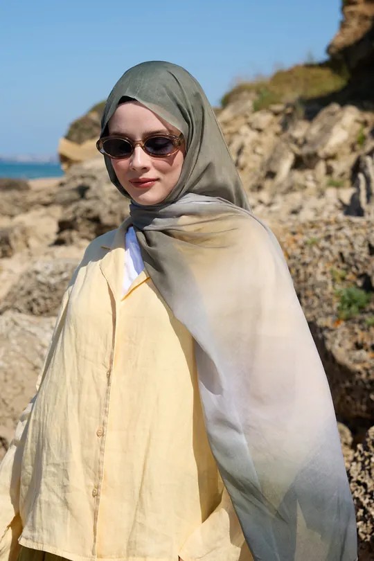 DEGRADE DESEN AYA ŞAL - YEŞİL ÇAY
