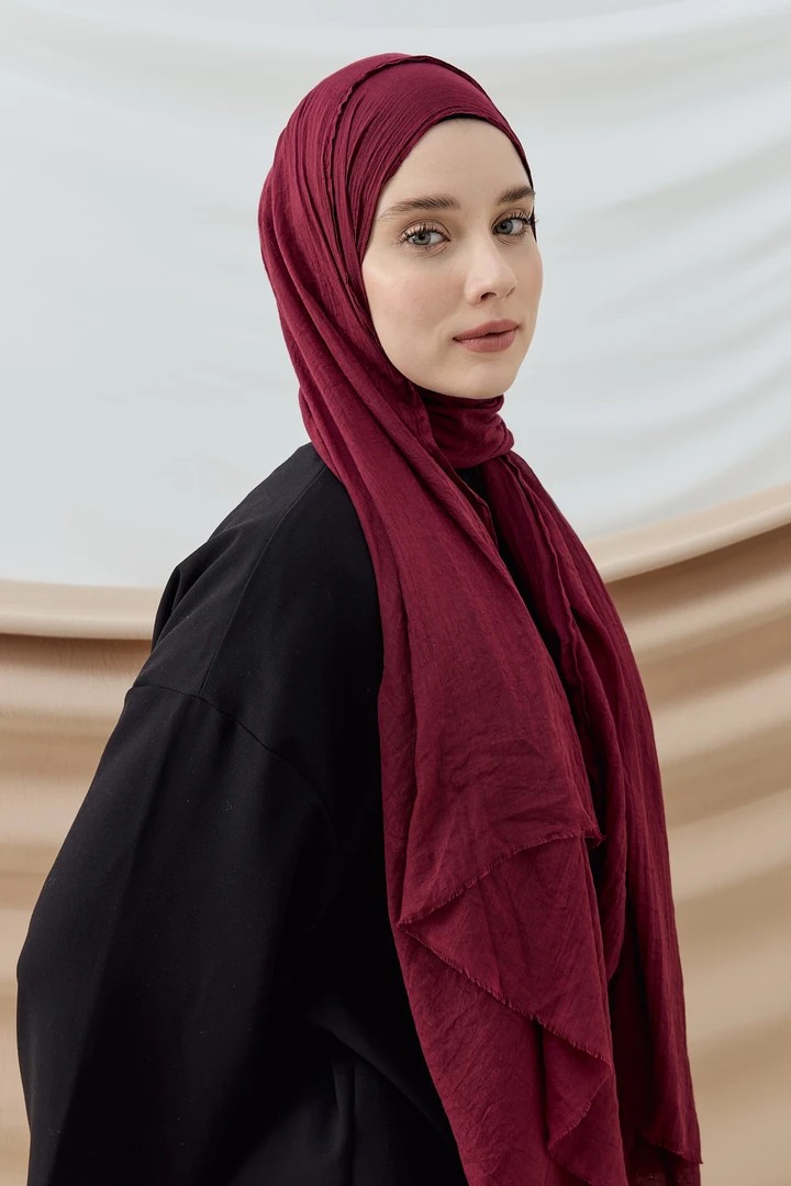 AYA İNCE PAMUK ŞAL - KOYU BORDO