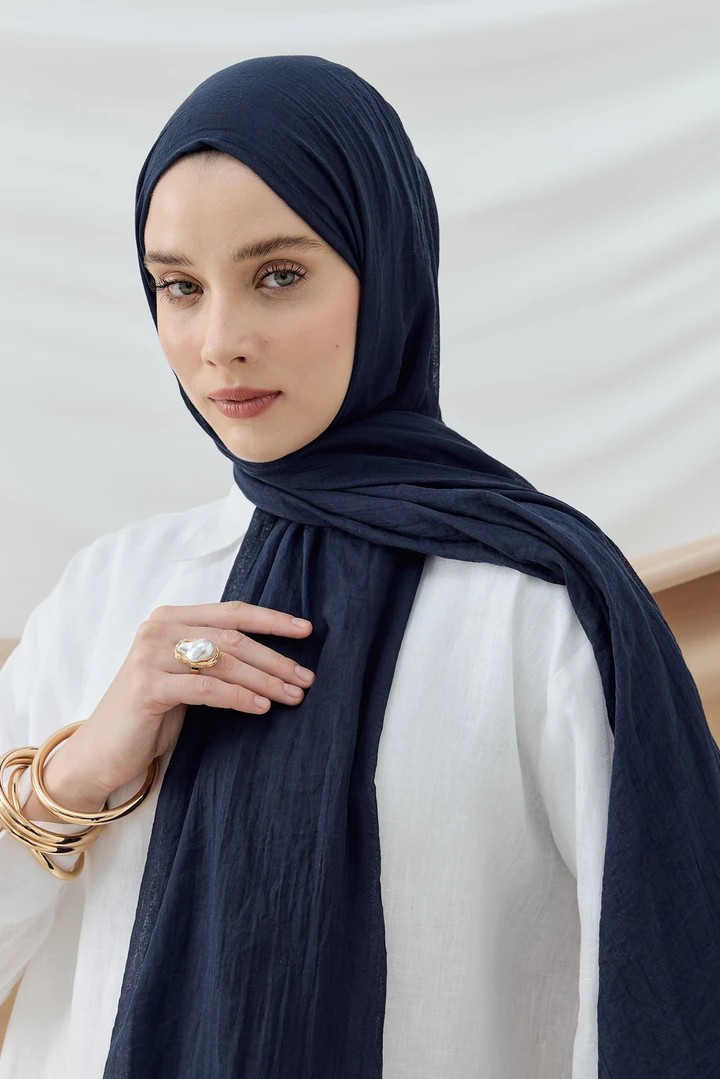 AYA İNCE PAMUK ŞAL - LACİVERT