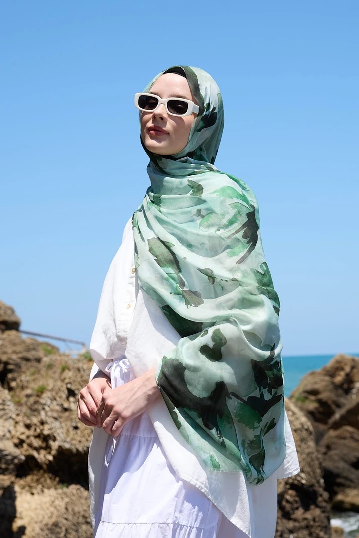 MİRELYA DESEN AYA ŞAL - YEŞİL ÇAY