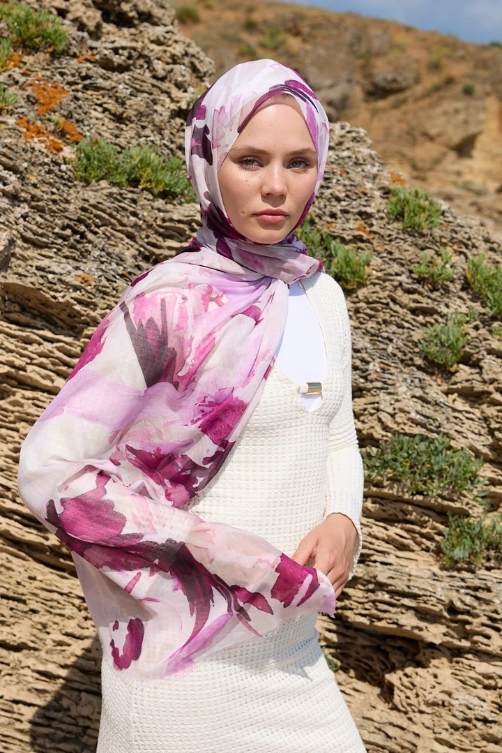 MİRELYA DESEN AYA ŞAL - PEMBE