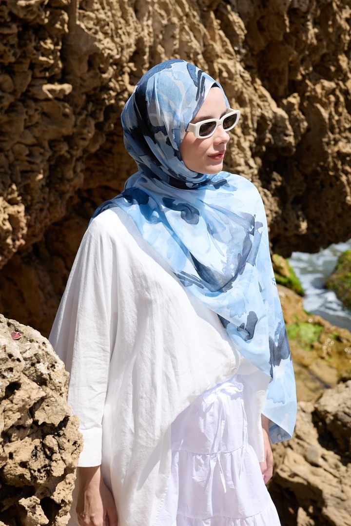MİRELYA DESEN AYA ŞAL - MAVİ