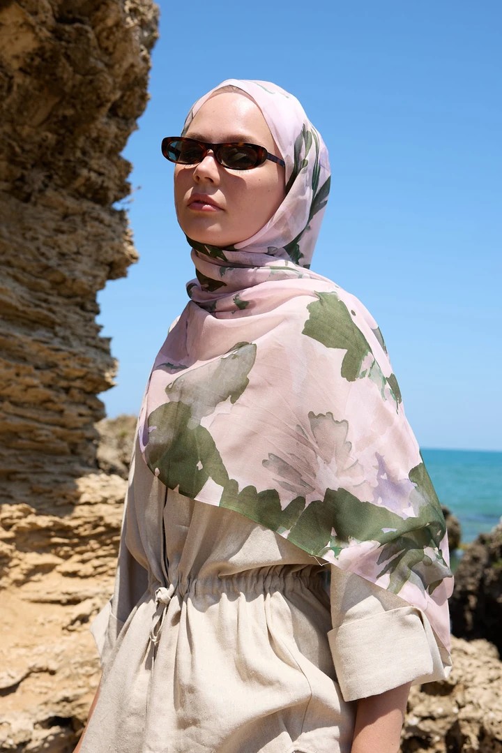 MİRELYA DESEN AYA ŞAL - TOZ PEMBE