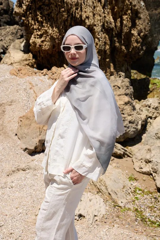 DEGRADE DESEN AYA ŞAL - GRİ