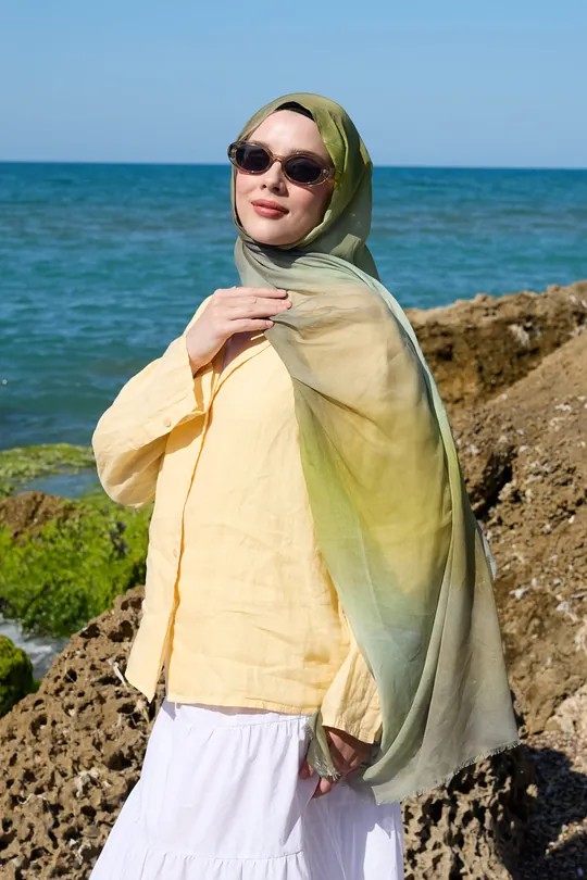 DEGRADE DESEN AYA ŞAL - HAKİ - LİME