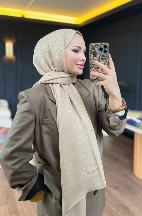 BLOOM DESEN ŞAL - LATTE
