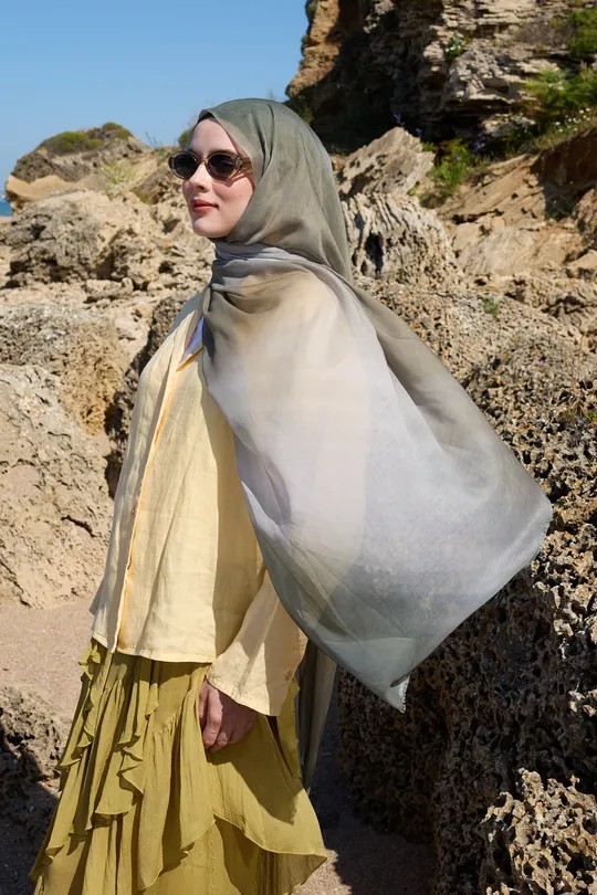 DEGRADE DESEN AYA ŞAL - YEŞİL ÇAY