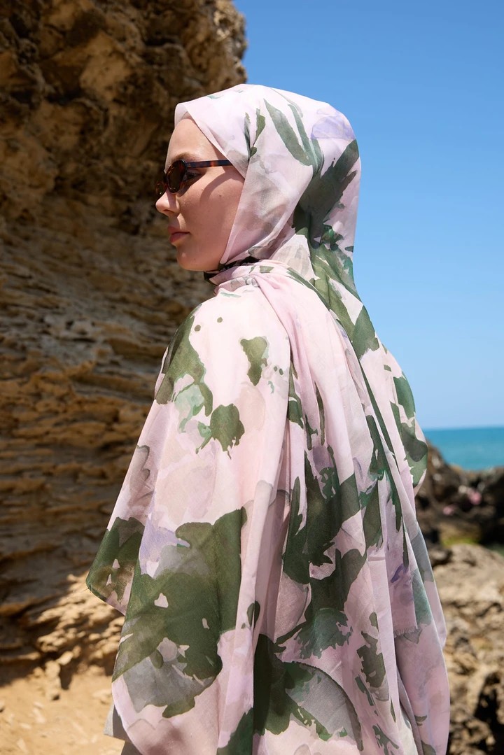 MİRELYA DESEN AYA ŞAL - TOZ PEMBE