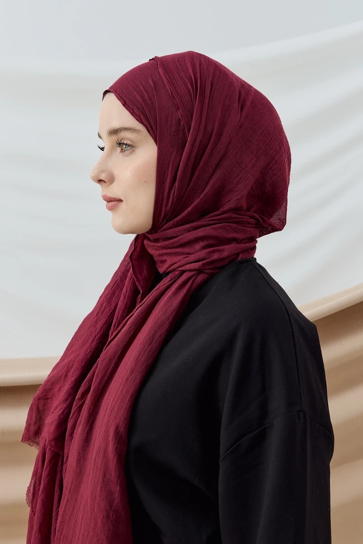 AYA İNCE PAMUK ŞAL - KOYU BORDO