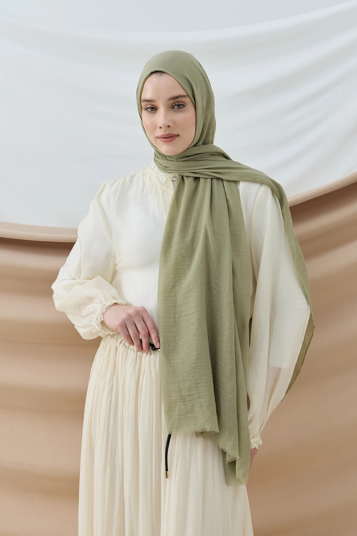 AYA İNCE PAMUK ŞAL - YEŞİL ÇAY