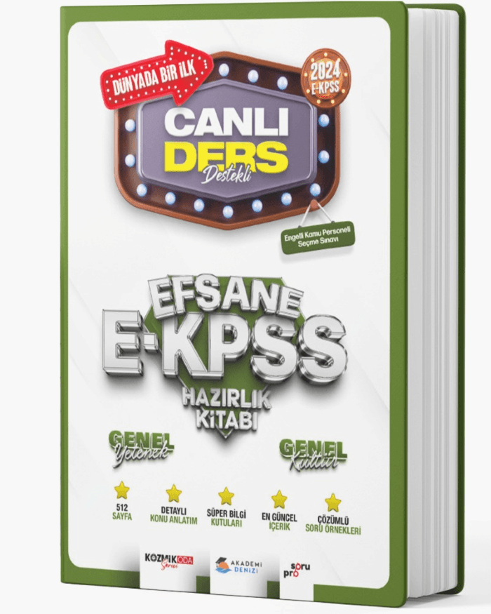 Akademi Denizi Yayınları 2024 EKPSS Genel Kültür Genel Yetenek Canlı Ders Efsane Hazırlık Kitabı