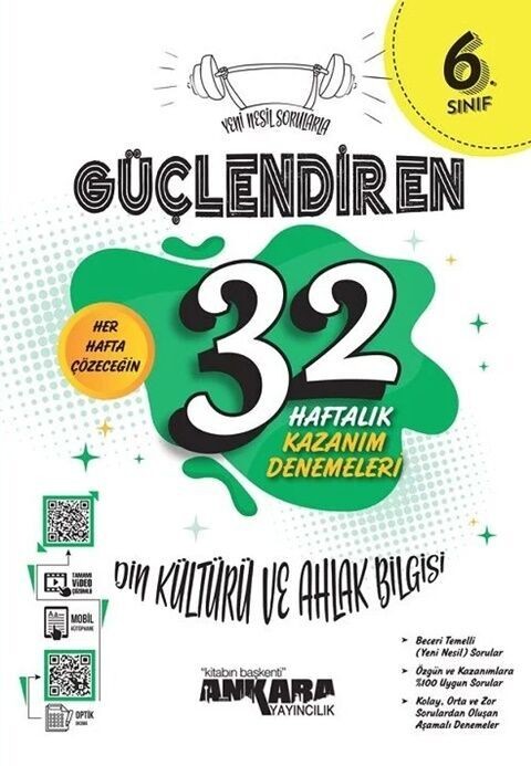 Ankara Yayıncılık 6. Sınıf 32 Haftalık Güçlendiren Kazanım Deneme - Din Kültürü ve Ahlak Bilgisi