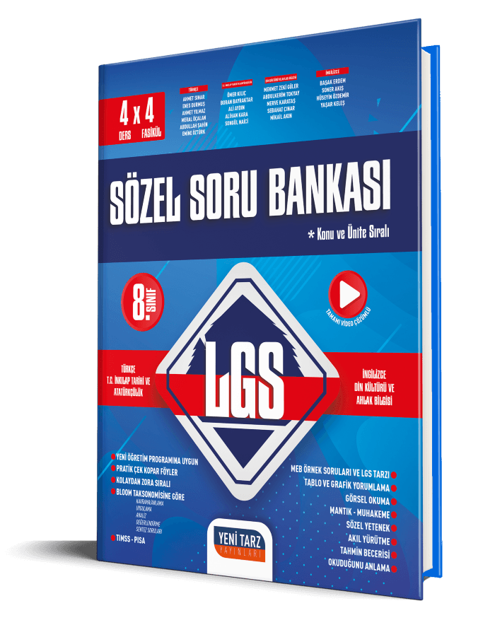 Yeni Tarz Yayınları 8. Sınıf LGS Sözel Soru Bankası