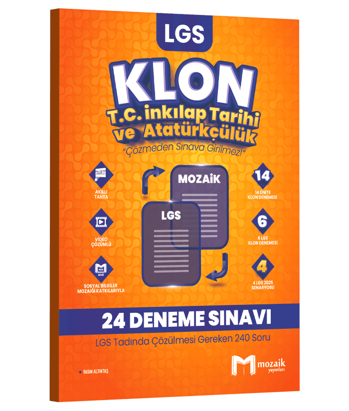 Mozaik Yayınları 8. Sınıf LGS T.C. İnkılap Tarihi ve Atatürkçülük Klon 24 Deneme