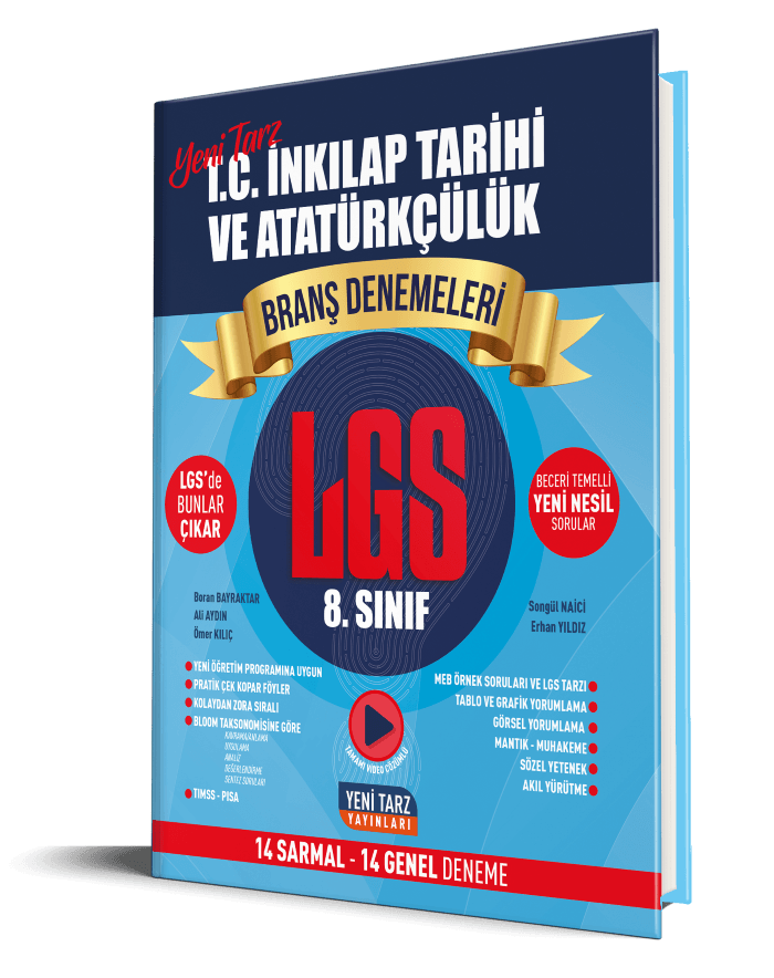 Yeni Tarz Yayınları 8. Sınıf T. C. İnkılap Tarihi ve Atatürkçülük Branş Denemeleri