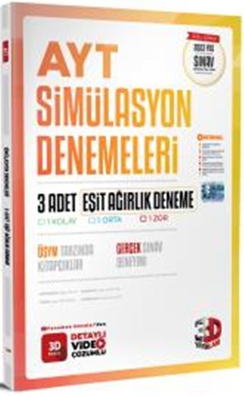 3D Yayınları AYT Eşit Ağırlık 3 lü Simülasyon Genel Deneme