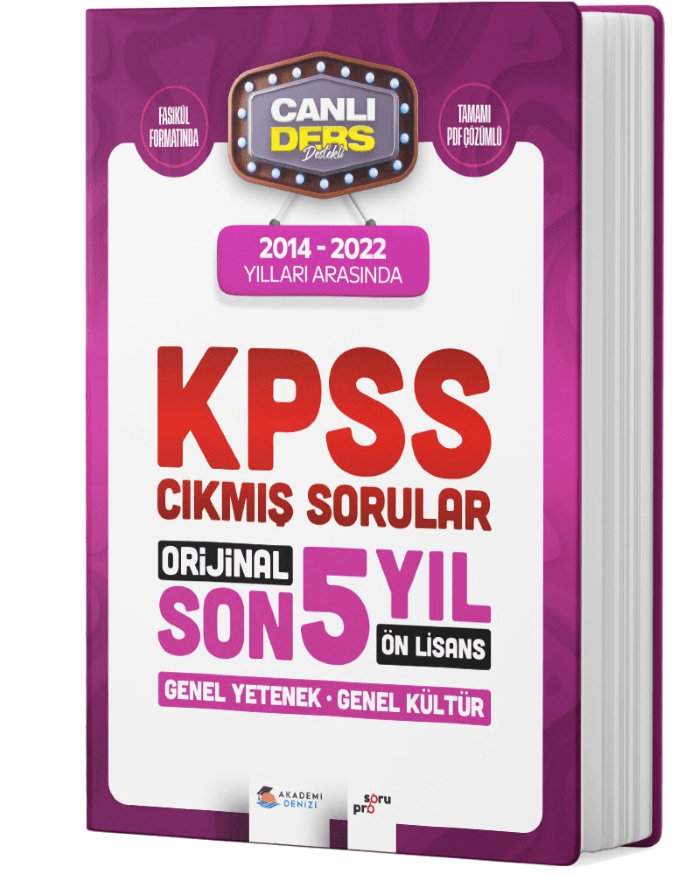 Akademi Denizi Yayınları 2024 KPSS Ön Lisans GYGK Son 5 Yıl Çıkmış Sorular