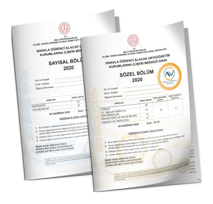 Av Yayınları 8. Sınıf LGS Tıpkı Basım 2020 Deneme Sayısal Sözel