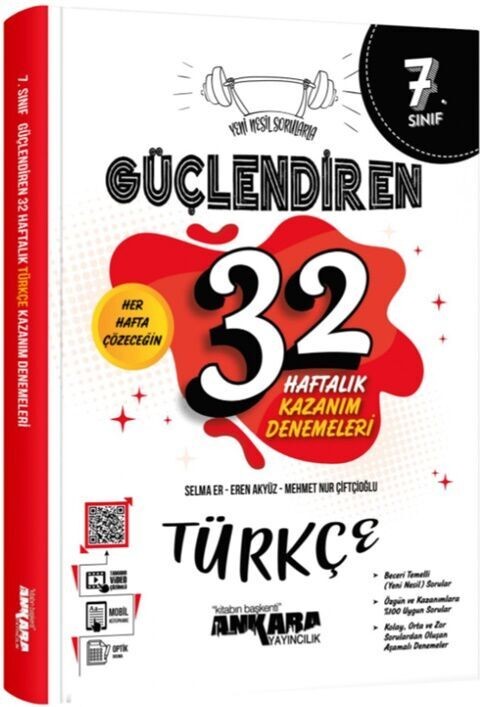 Ankara Yayıncılık 7. Sınıf 32 Haftalık Güçlendiren Kazanım Deneme - Türkçe