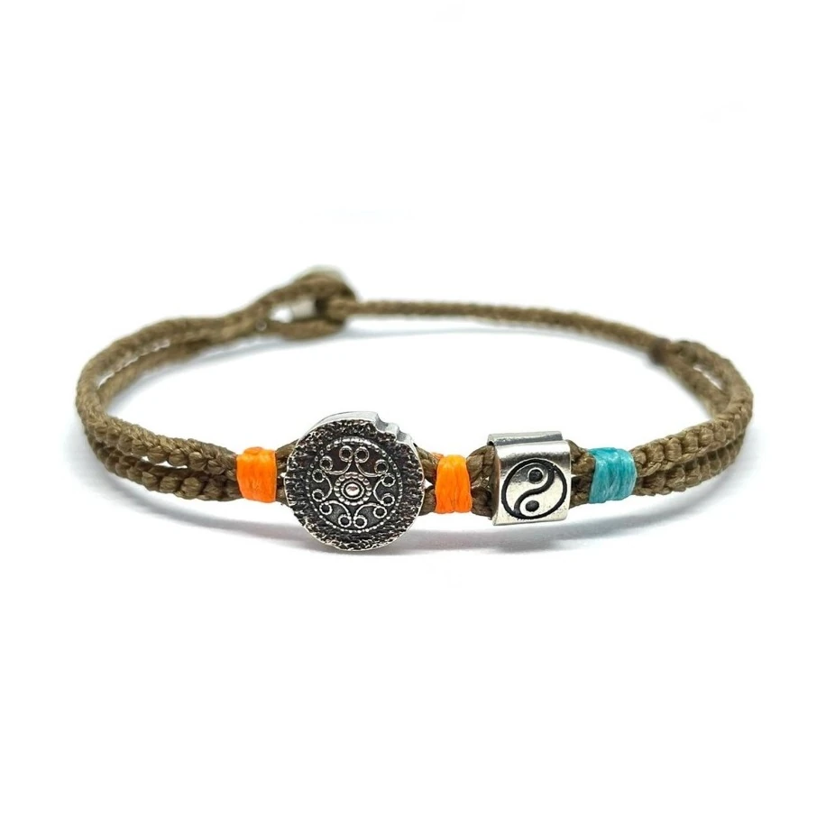 Gümüş Yin Yang Temalı Unisex Bileklik