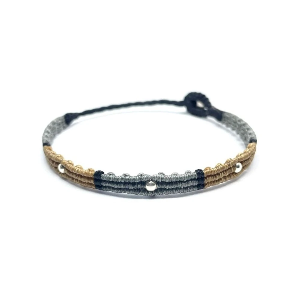 3 Sıralı Boncuklu Unisex Makrome Bileklik