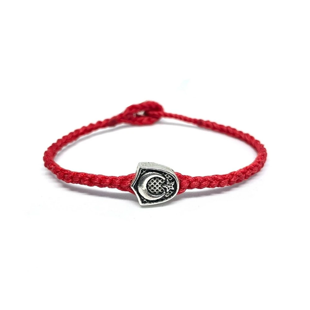 Pirinç Ay | Yıldız (Türk Bayrağı) Sembollü Unisex Bileklik