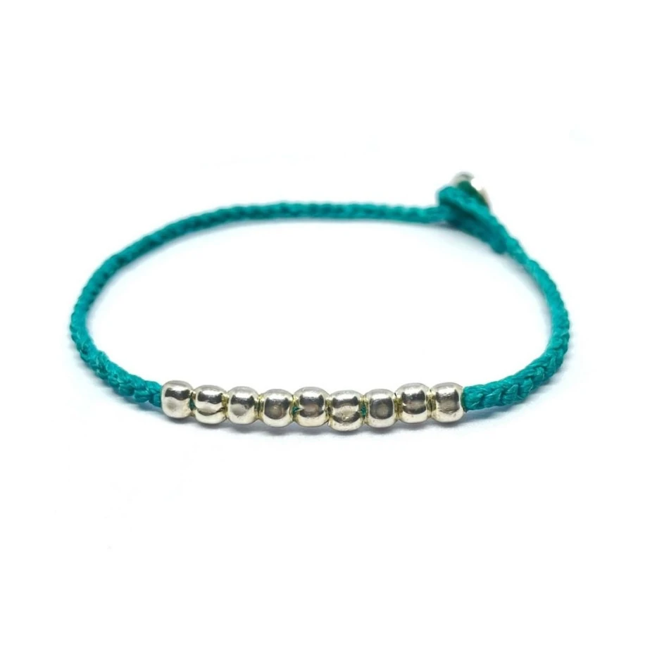 Gümüş 9 Boncuklu Unisex Bileklik