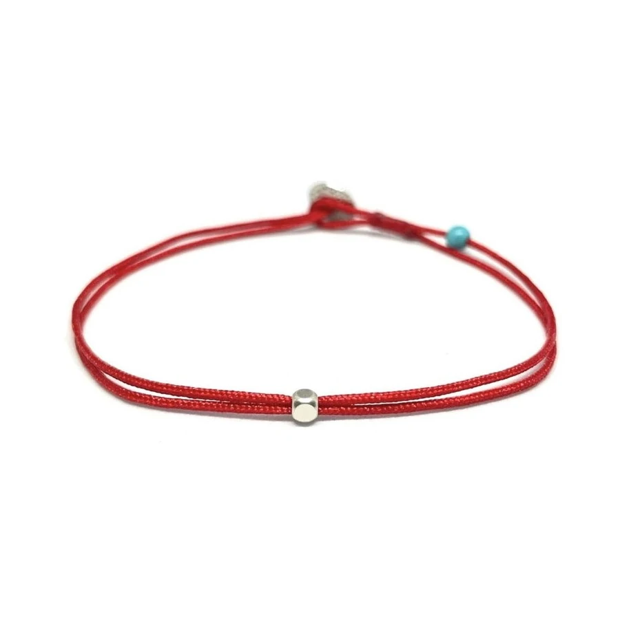 Pirinç Küp Sembollü Mavi Boncuklu Unisex Bileklik