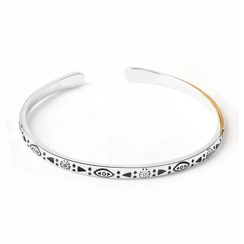 Etnik Desenli Unisex Çelik Bilezik