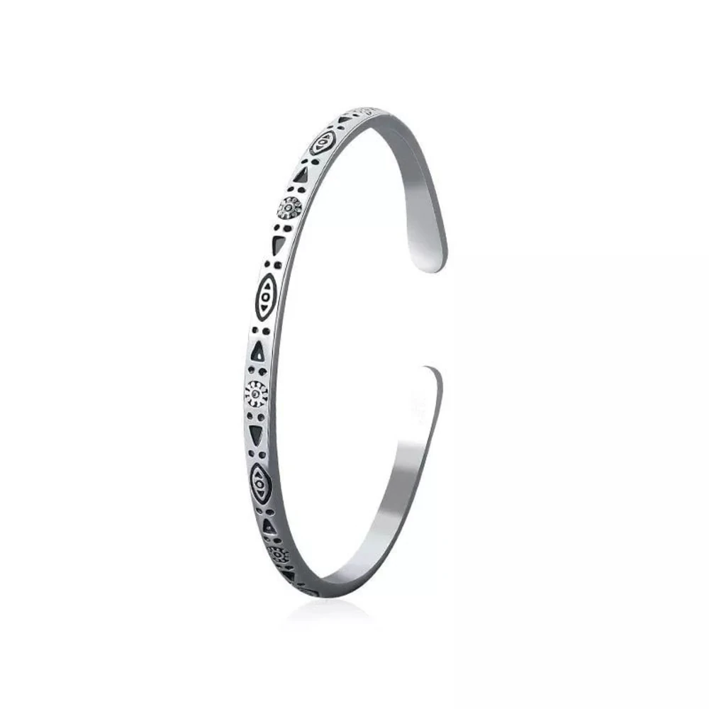 Etnik Desenli Unisex Çelik Bilezik