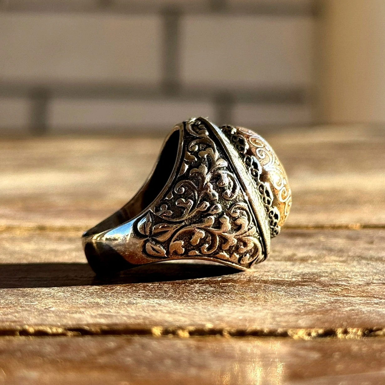 Eski Usul Telkari Hiç İşlemeli 925 Ayar Gümüş Yüzük