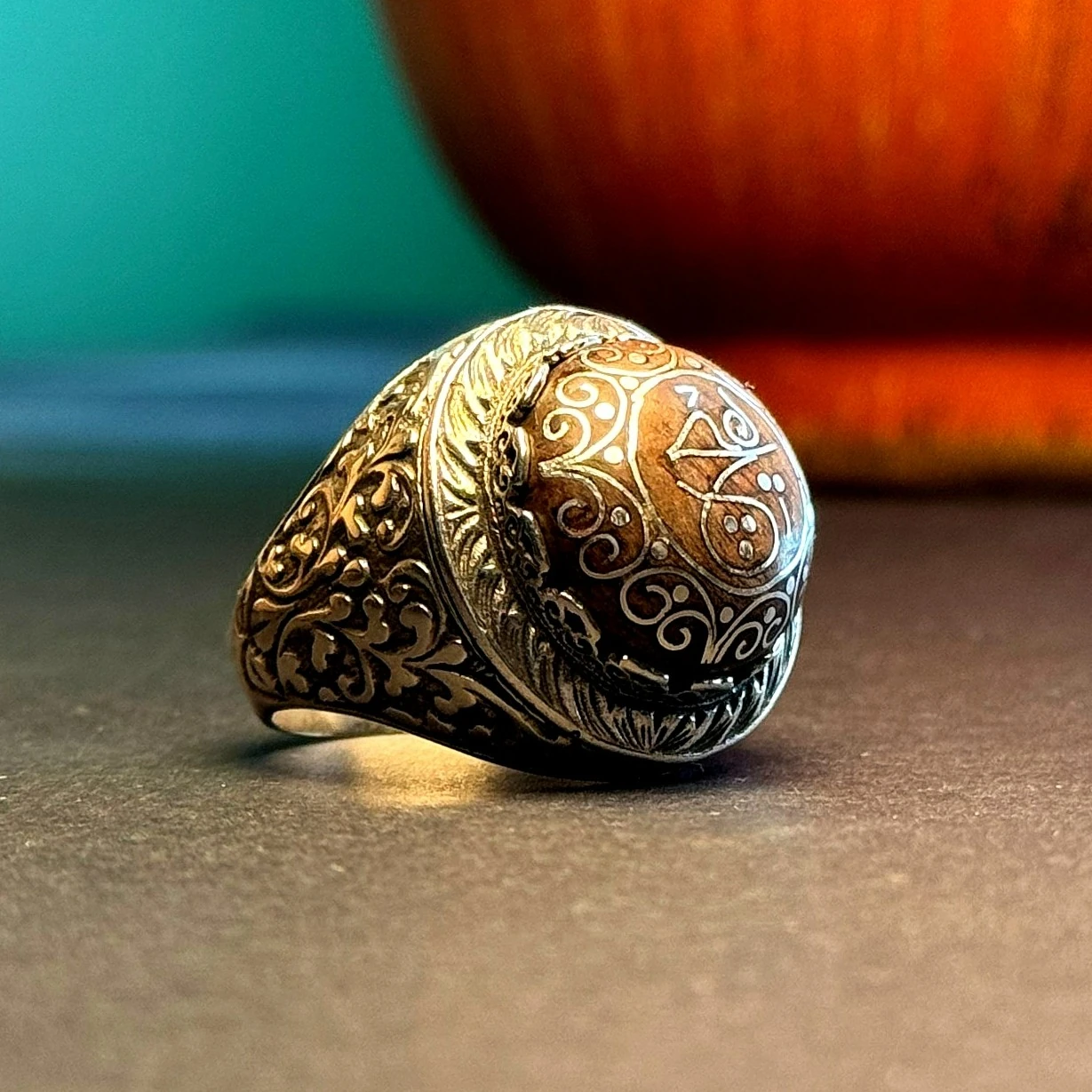 Eski Usul Telkari Hiç İşlemeli 925 Ayar Gümüş Yüzük