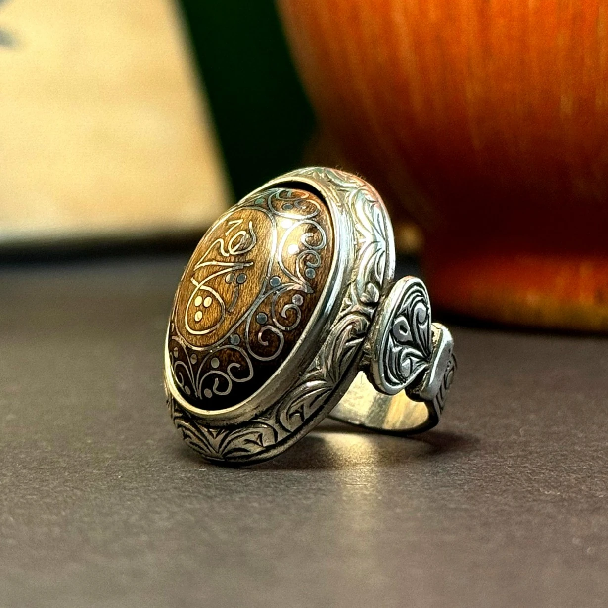 Eski Usul Telkari Hiç Motifli 925 Ayar Gümüş Yüzük