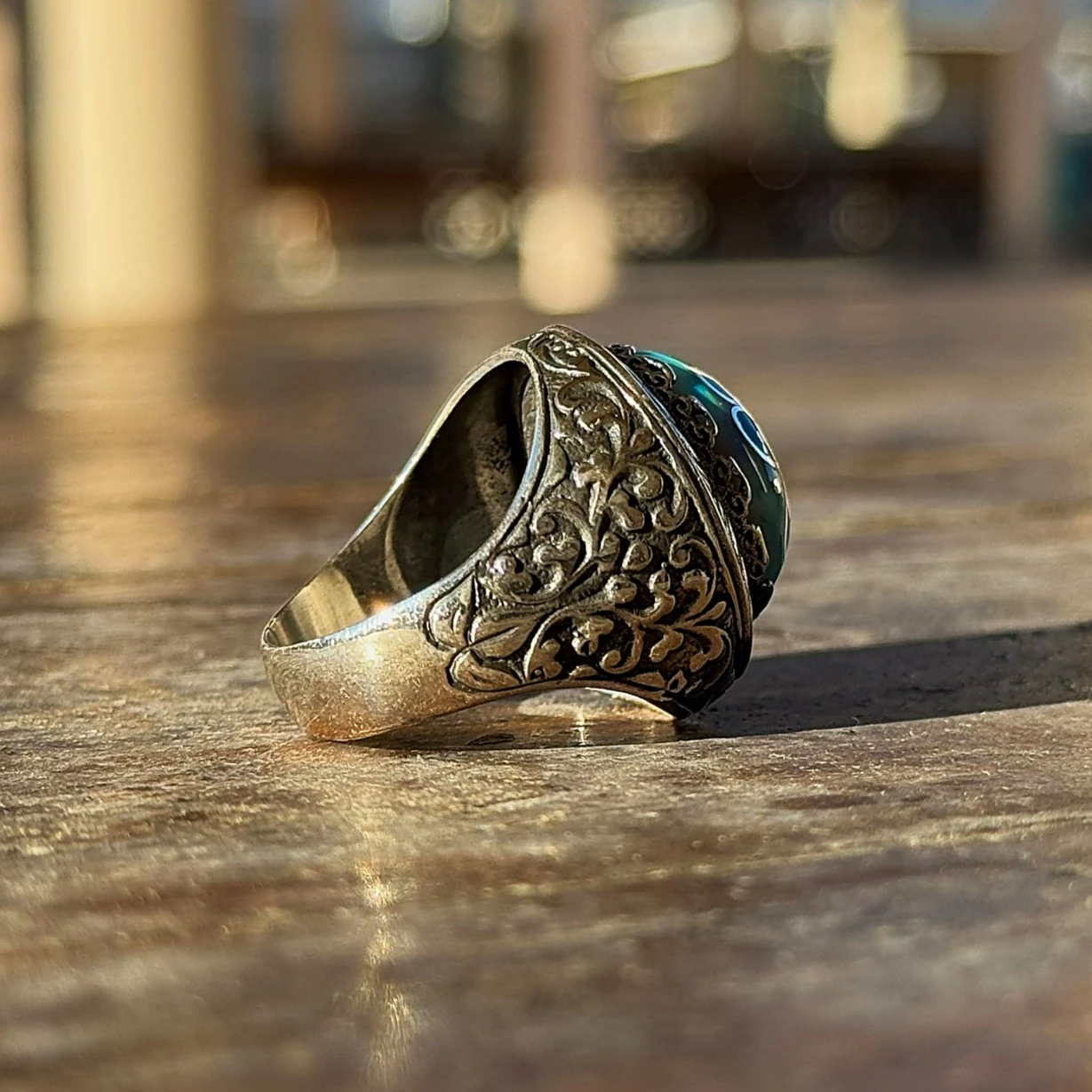 Kakma Sanatı Ve Telkari İşçilikli Beyaz Opal 925 Ayar Gümüş Yüzük