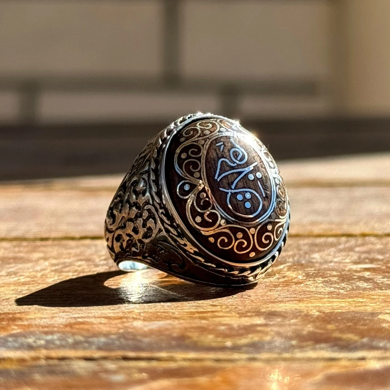 Eski Usul Telkari Hiç Motifli 925 Ayar Gümüş Yüzük