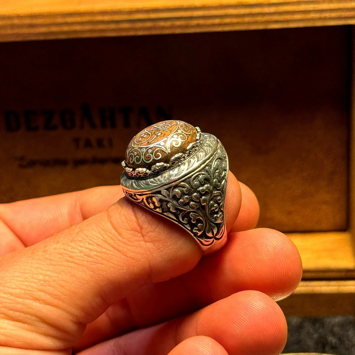 Eski Usul Telkari Hiç İşlemeli 925 Ayar Gümüş Yüzük