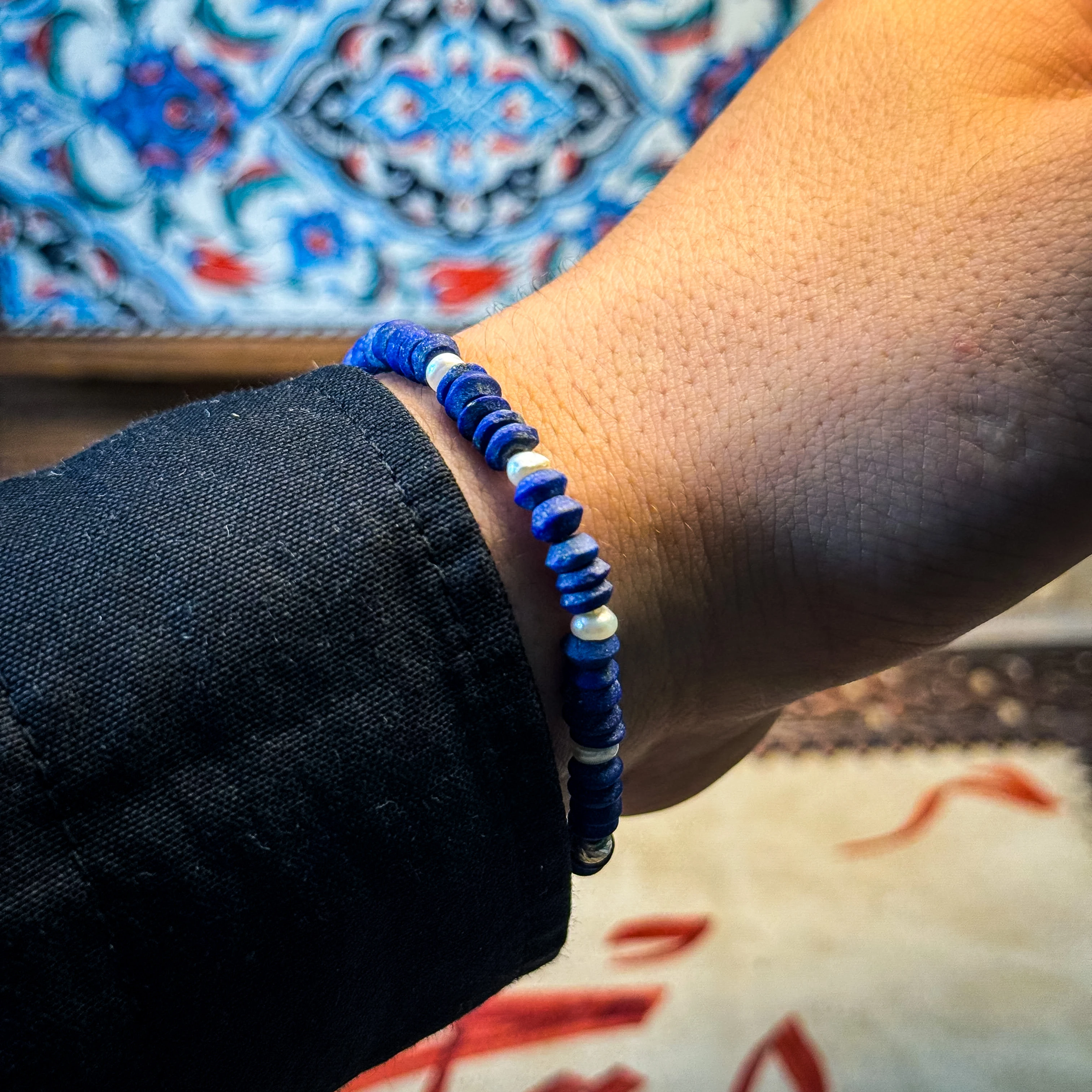 Lapis Lazuli & Doğal İnci Bileklik