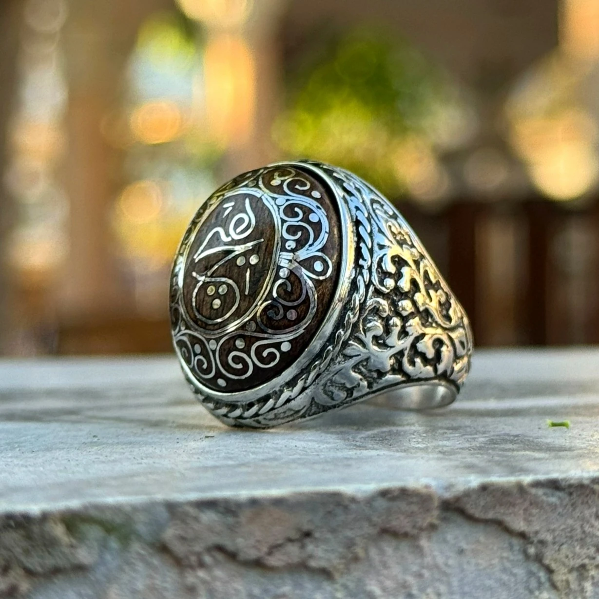 Eski Usul Telkari Hiç Motifli 925 Ayar Gümüş Yüzük