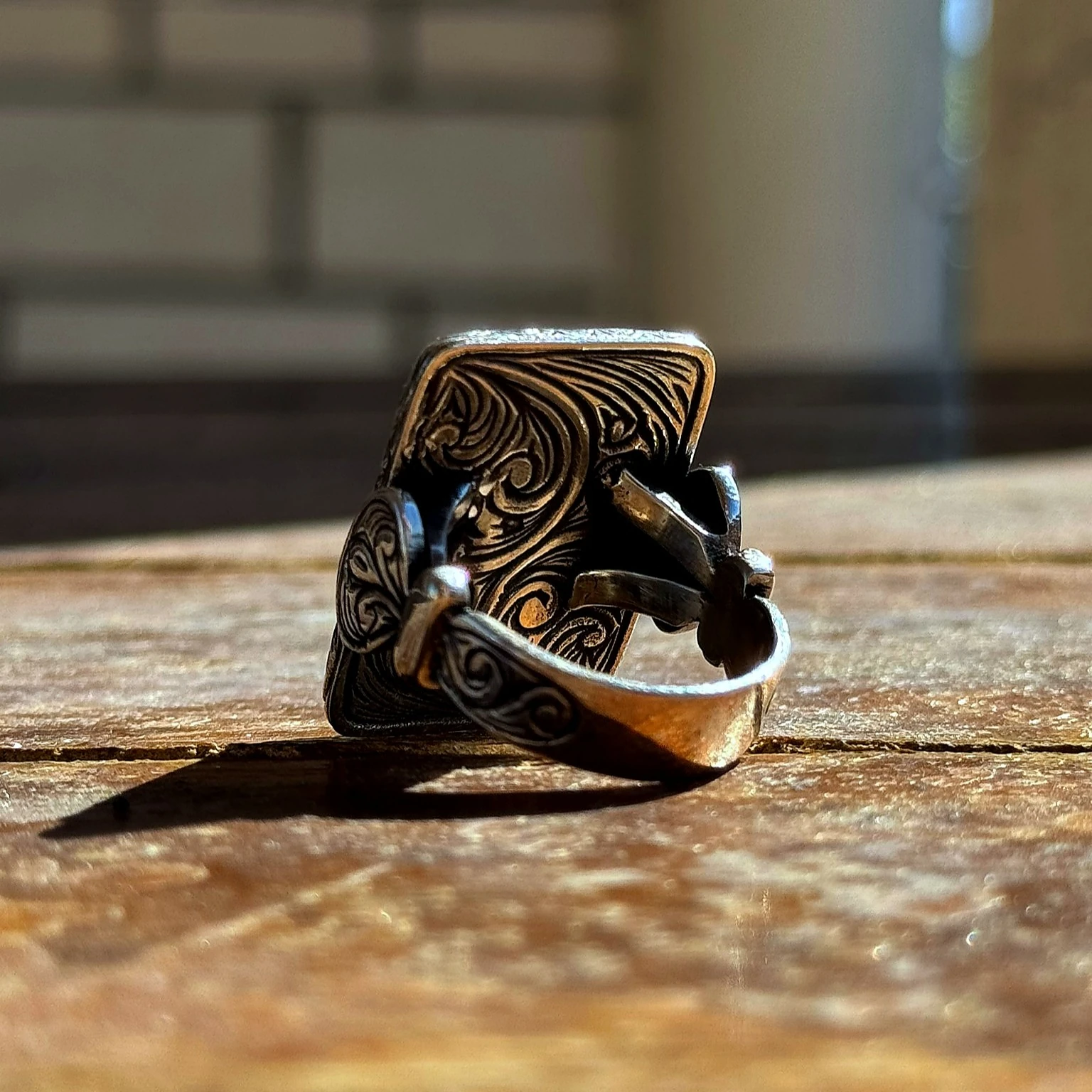 Eski Usul Telkari İşçilikli Hiç Yazılı 925 Ayar Gümüş Yüzük