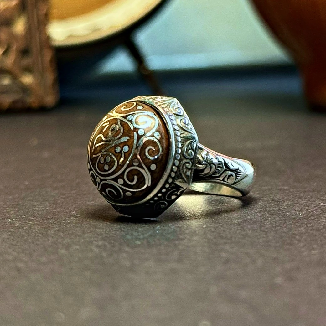 Eski Usul Telkari Hiç Yazılı 925 Ayar Gümüş Yüzük