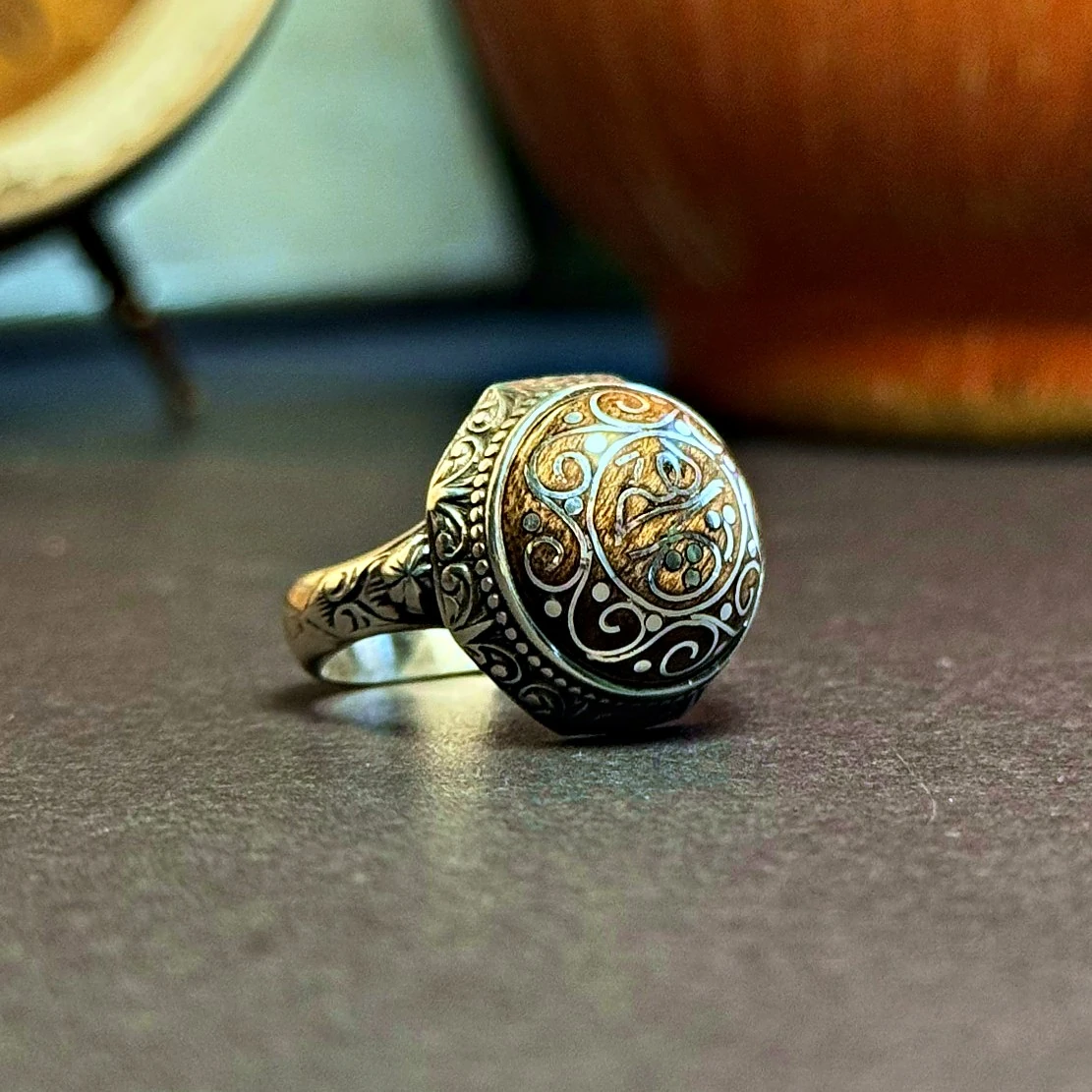 Eski Usul Telkari Hiç Yazılı 925 Ayar Gümüş Yüzük