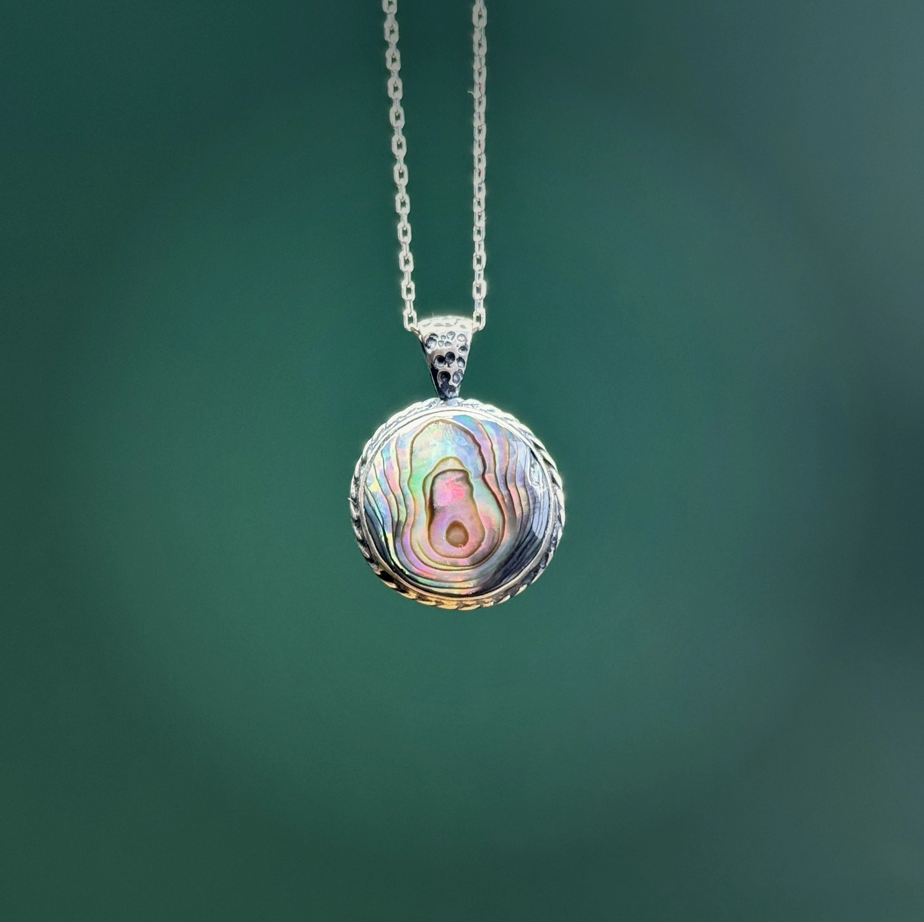 El Yapımı 925 Ayar Gümüş Abalon Sedef Kolye